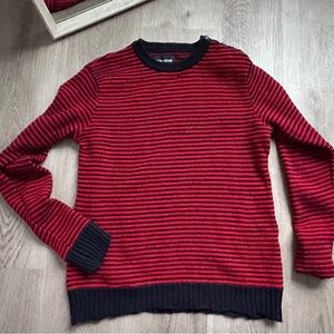 Zadig & Voltaire Red and Black Striped Crewneck Sweater